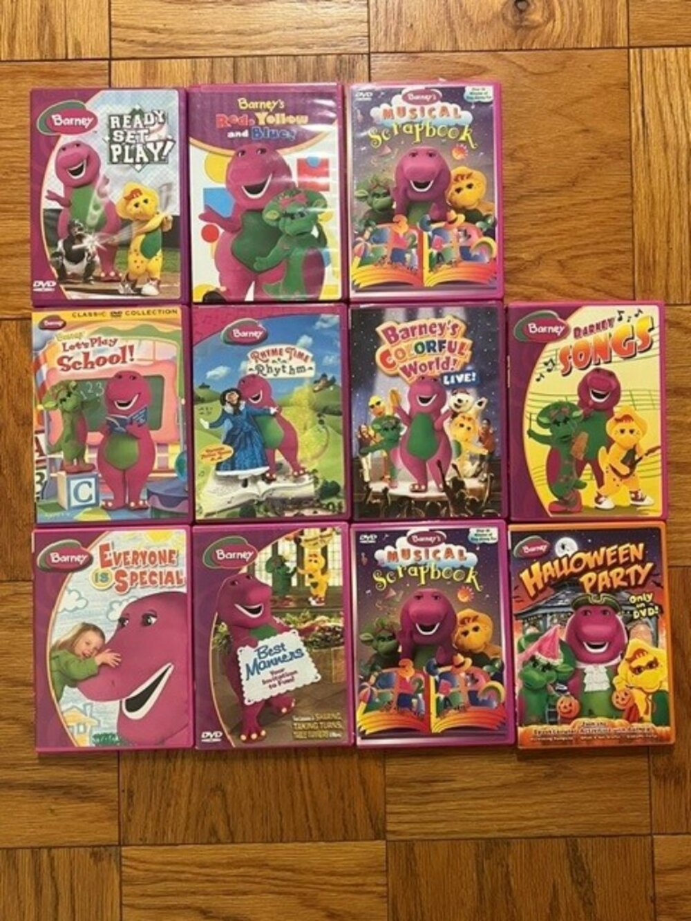 Barney DVD Set of 11 DVDs-Great Condition one of which includes Selena Gomez